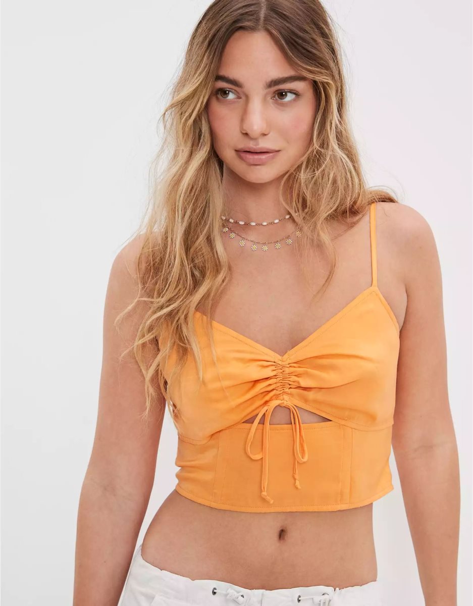 Chemises American Eagle AE Silky Cut-Out Cami Mangue Femme | JSM-62436220